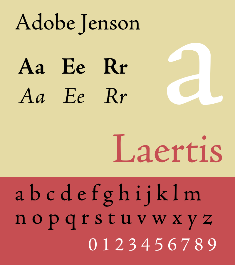 一個比較常用的羅馬體演化字體Adobe Jenson，正是Adobe向詹森致敬而作的。