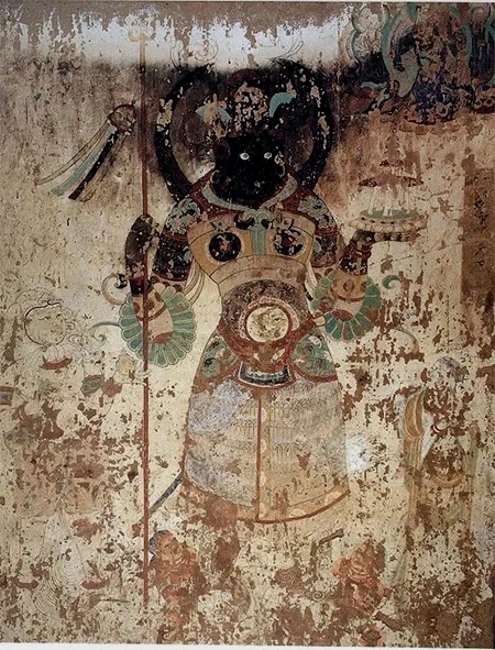 敦煌榆林窟・毗沙門天王立像（壁画）　第25窟（776-786年）