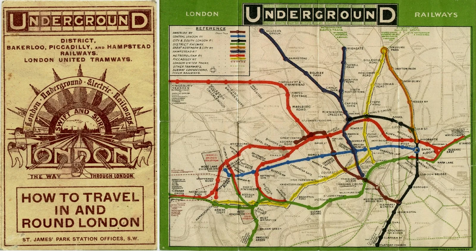 1908年的伦敦地铁地图