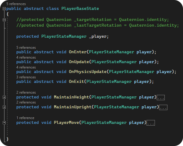 只需要一個PlayerStateManager作為各個狀態的參數。