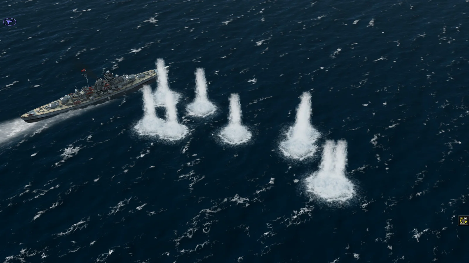 2，调整火控参数后校射，逐渐靠近敌舰