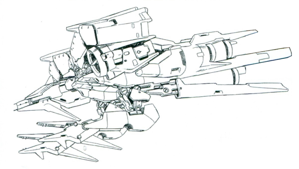 武器柜系统前方的大型爪钳可以兼顾近战格斗与AMBAC机动肢。