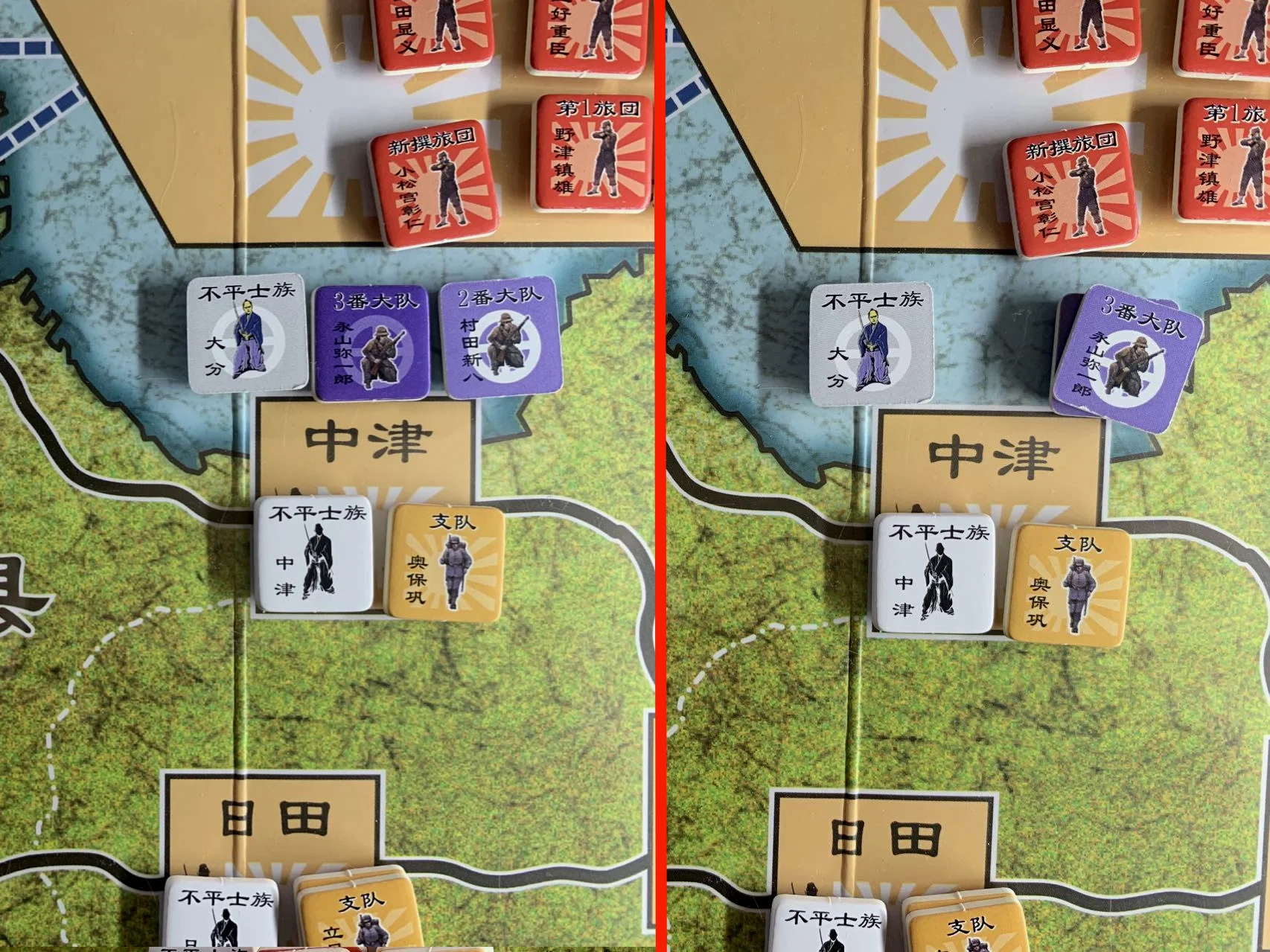 守方开火前（左）与开火后（右）对比