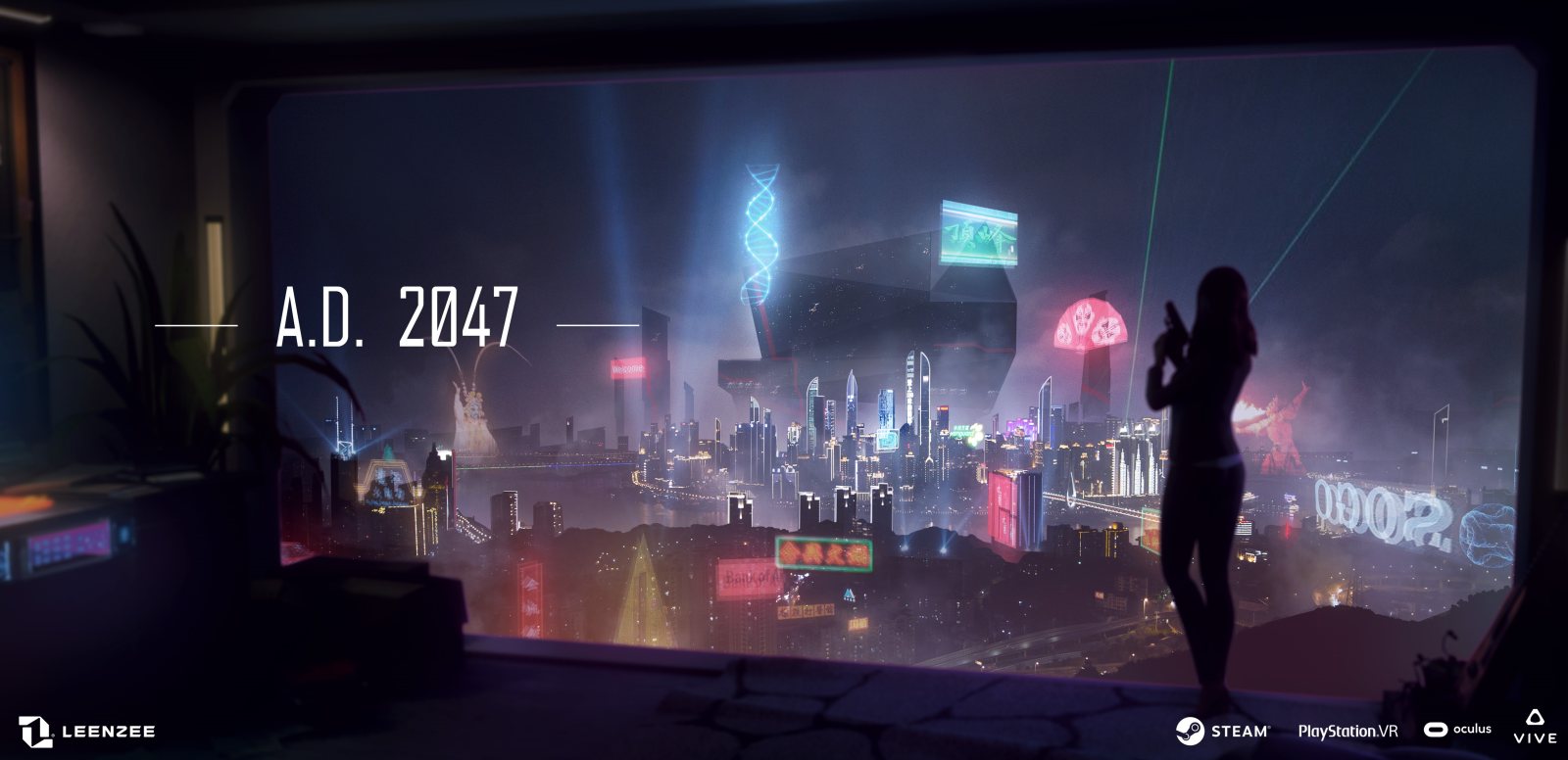 赛博朋克VR互动电影游戏《A.D. 2047》定于2月26日在viveport发售