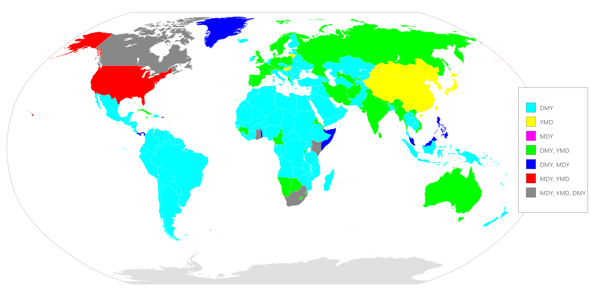 維基百科上 7 種日期格式習慣的地區分佈，https://en.wikipedia.org/wiki/Date_format_by_country