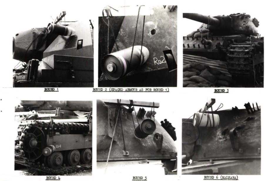 征服者靶車6次射擊試驗（前5次是T42“Dart”彈射擊，最後一次是“馬卡拉”彈） 