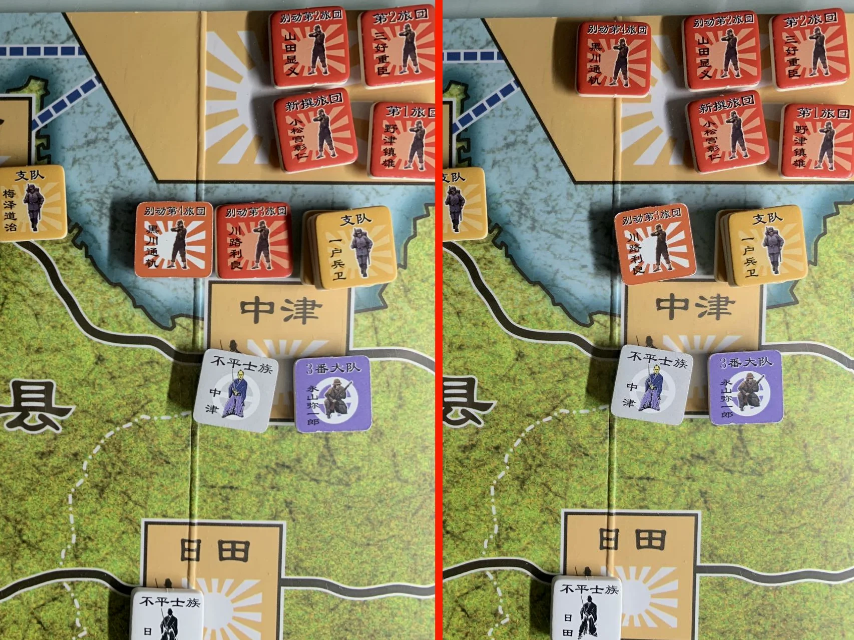 守方开火前（左）与开火后（右）对比