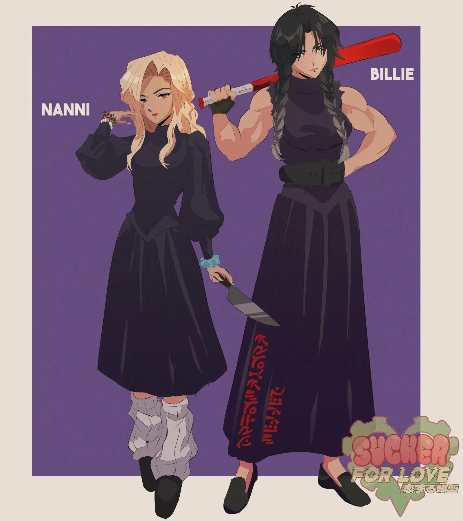 裙子上写的是“hatchetman billie”，手里却拎个棒球棍...