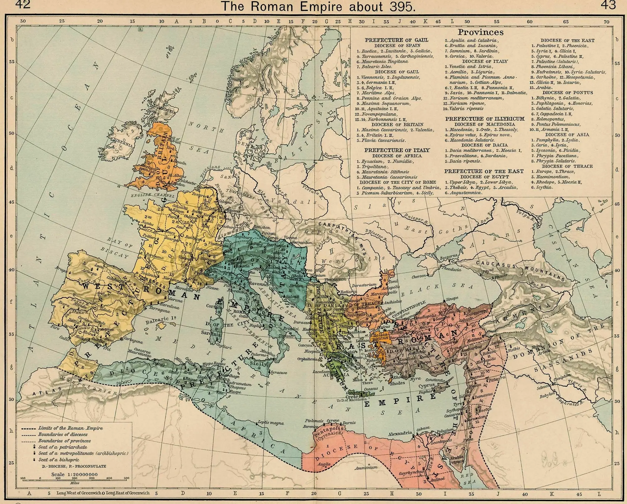 公元 395 年左右的罗马帝国地图