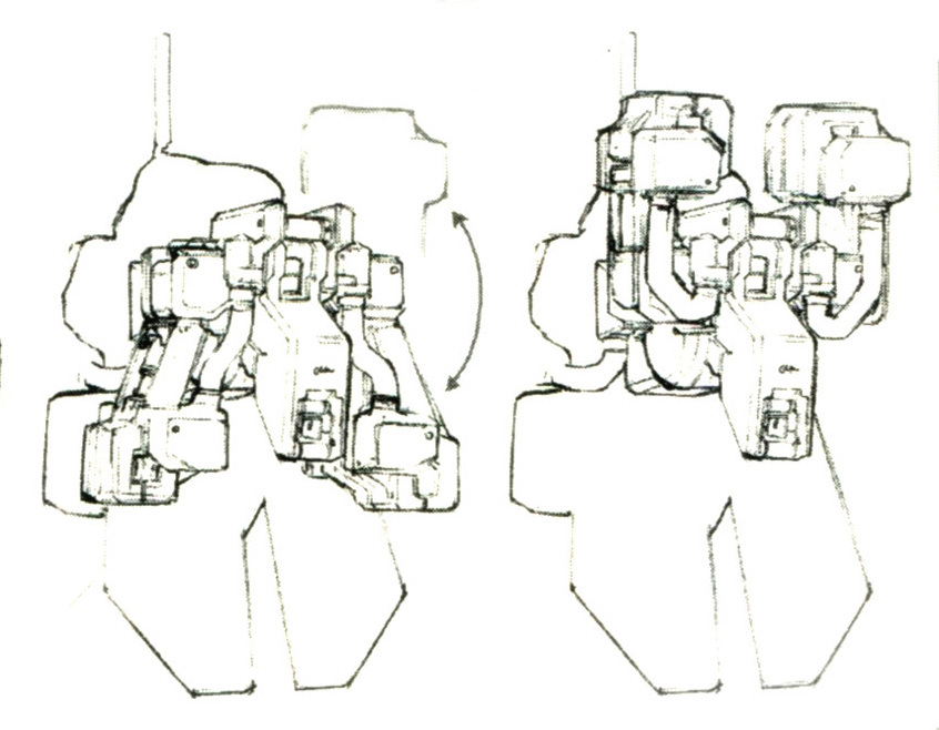 RX-107原本的背包结构被移除，取而代之的是一套全新的可动结构。