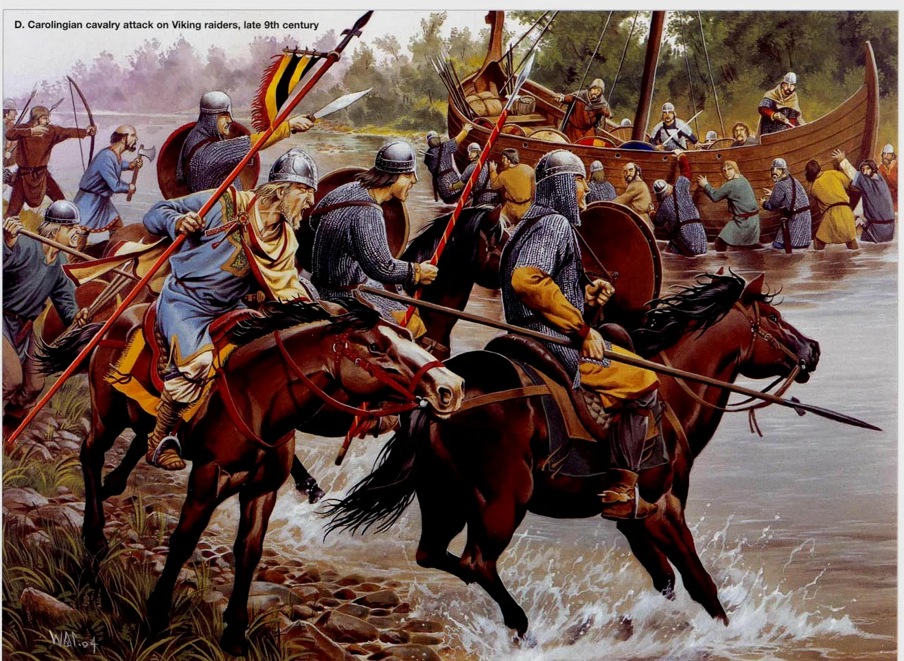 加洛林骑兵正在向维京人冲锋