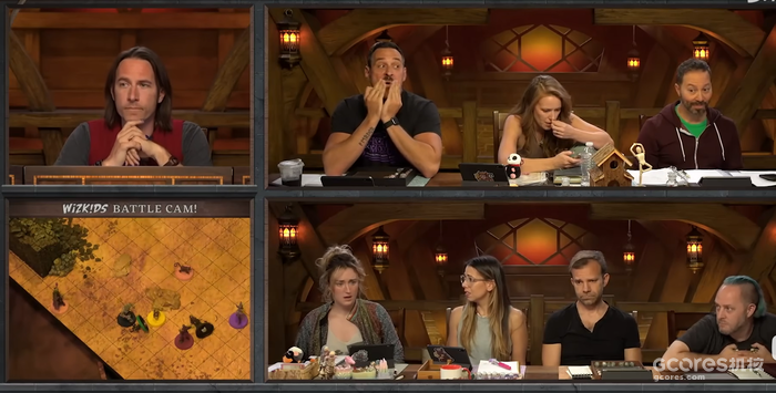 跑团节目《Critical Role》,画面左上角是主持人,右侧为玩家