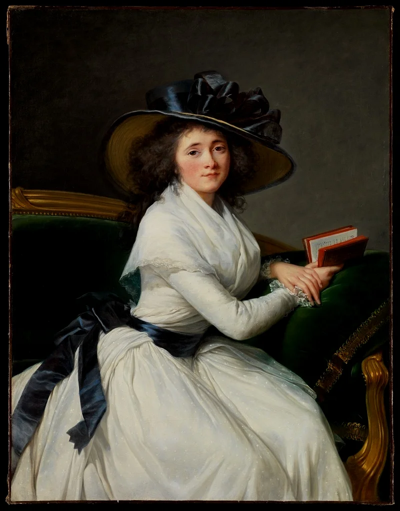 Portrait of Comtesse de la Châtre by Élisabeth Louise Vigée Le Brun, 1789 有时gaulle会搭配名为fichu的方巾穿着