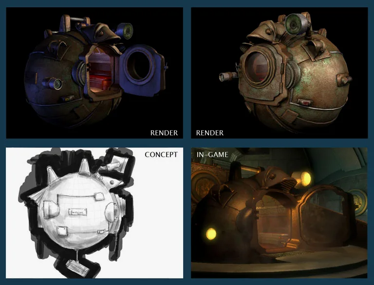 Demiurge Studios制作的《生化奇兵》球型潜水器
（网址：http://www.demiurgestudios.com/?games/bioshock）
