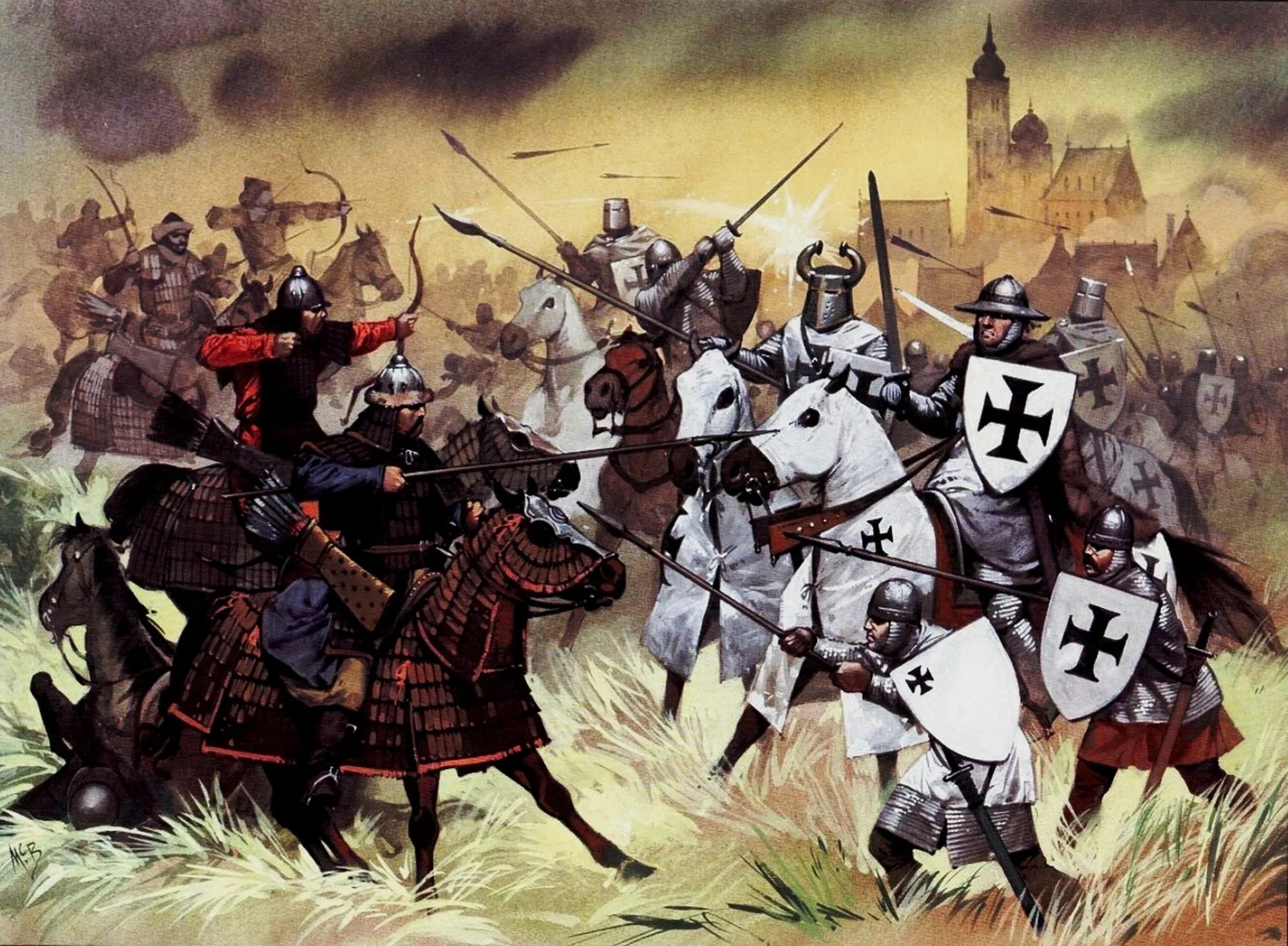 列格尼卡之战中的蒙古重骑兵，装备并不亚于条顿骑士