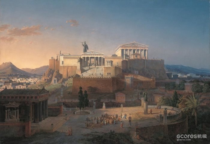 《雅典卫城》（The Acropolis at Athens）1846. Leo von Klenze. 对卫城建成时样子的还原