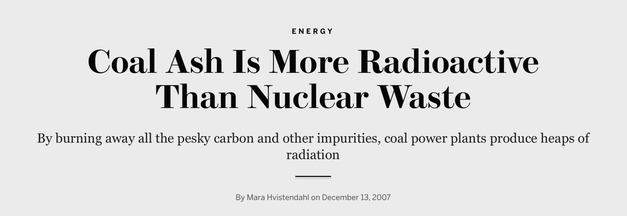 煤灰比核废料的辐射性还强