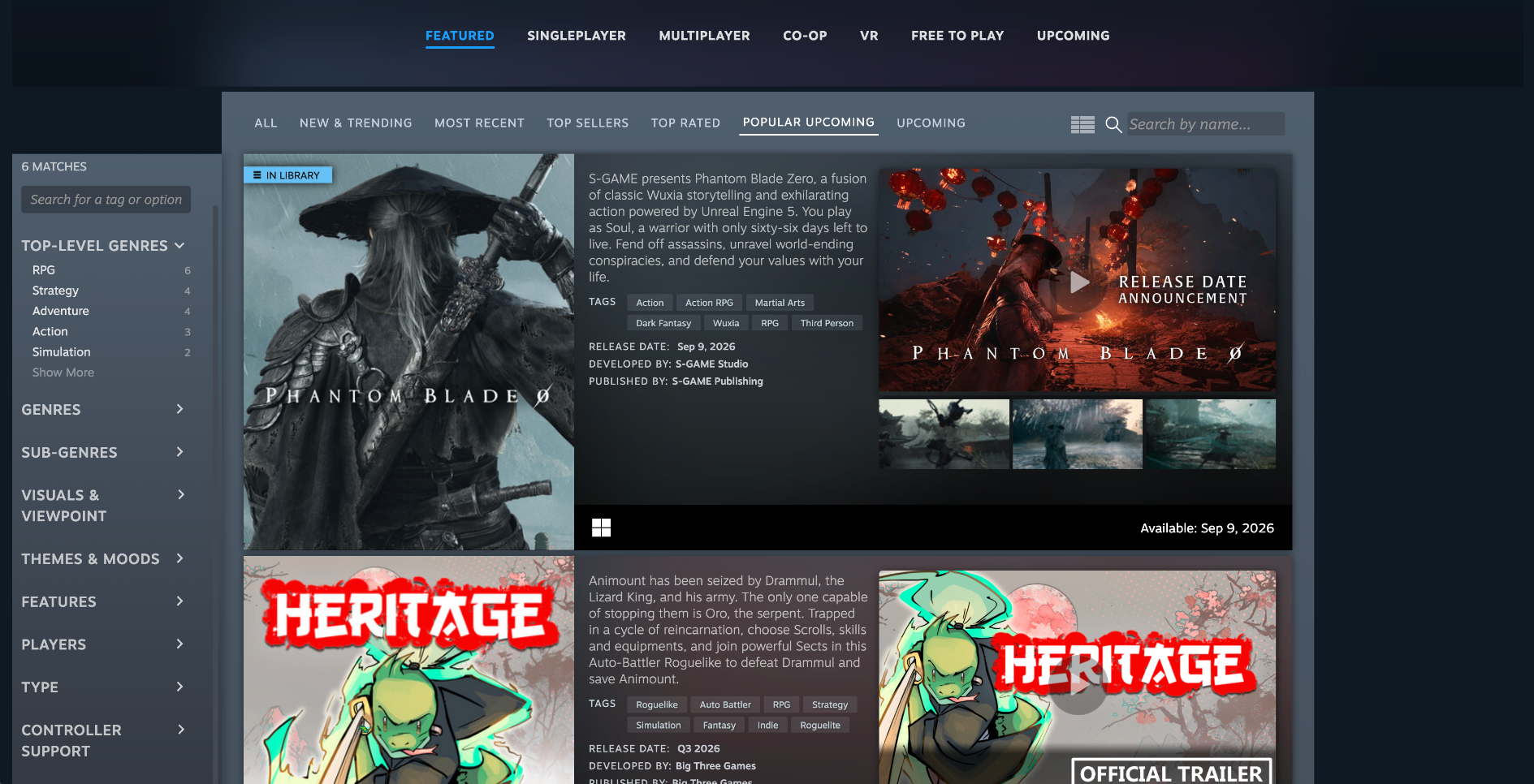 《影之刃零》的Steam页新增了Wuxia标签，并在“武侠”分类中期待榜排名第一