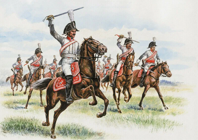 耶拿之战中的普鲁士胸甲骑兵，普军的左右翼都排布了几个中队的胸甲骑兵，但是他们并不是法军骑兵的对手