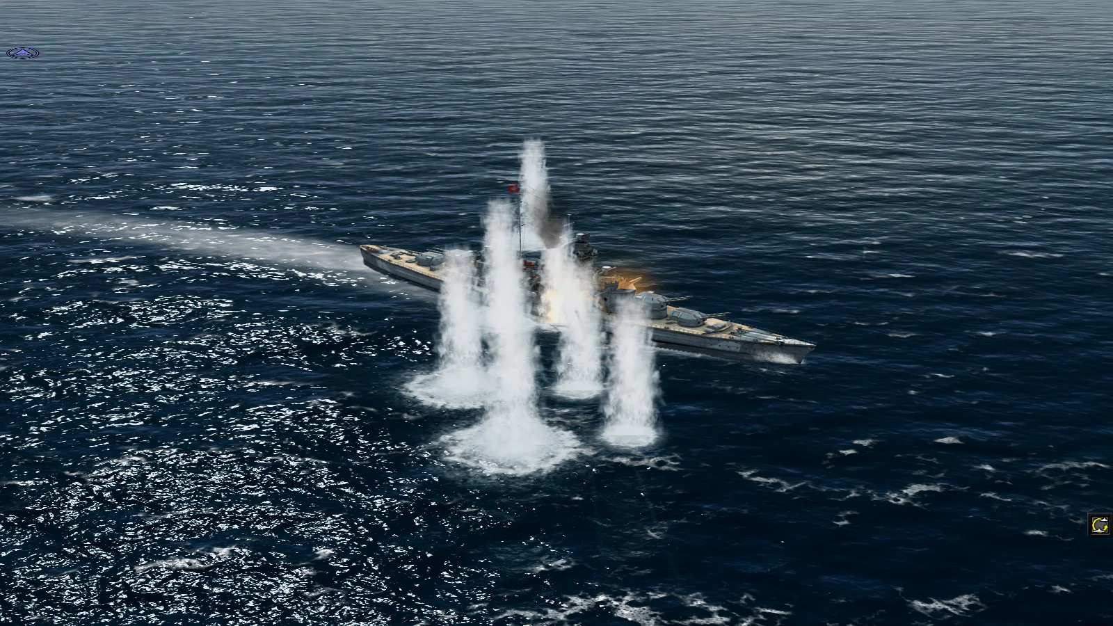 《大西洋舰队》中清晰高耸的水柱