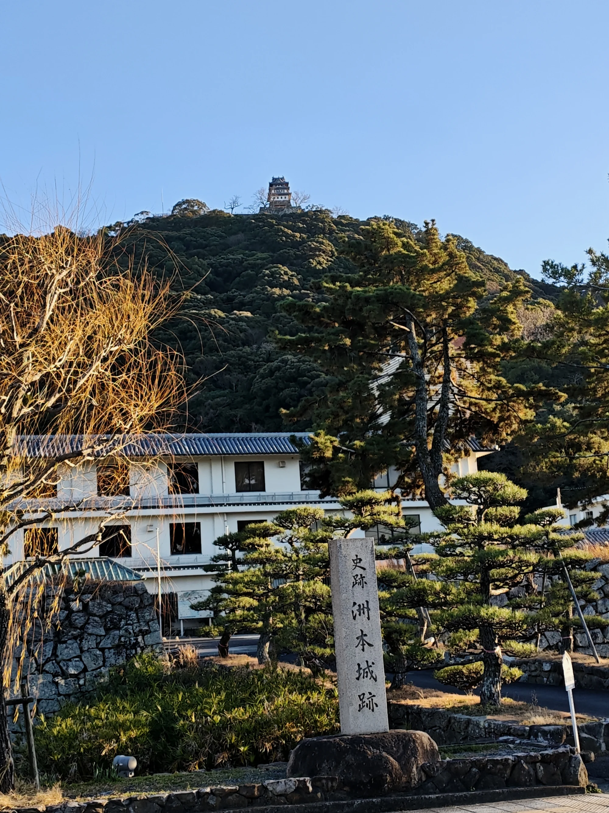 从山下看到的洲本城的样子