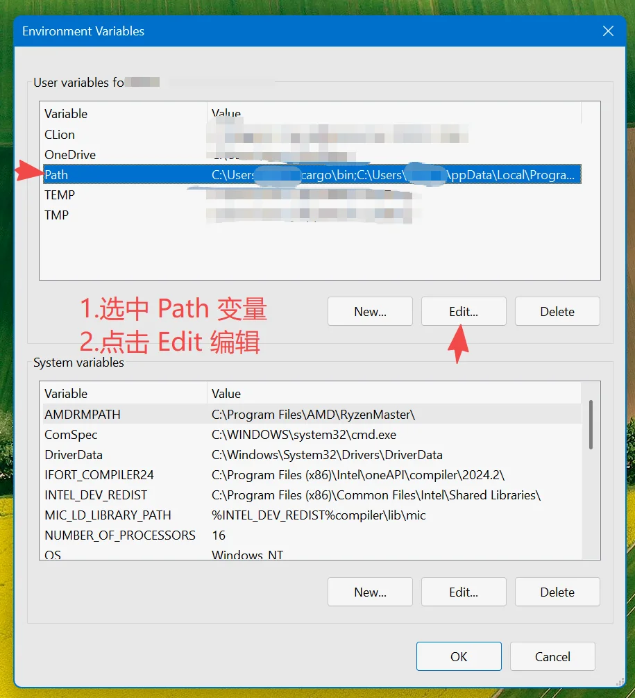 4/5 点击 Path 环境变量 并 编辑