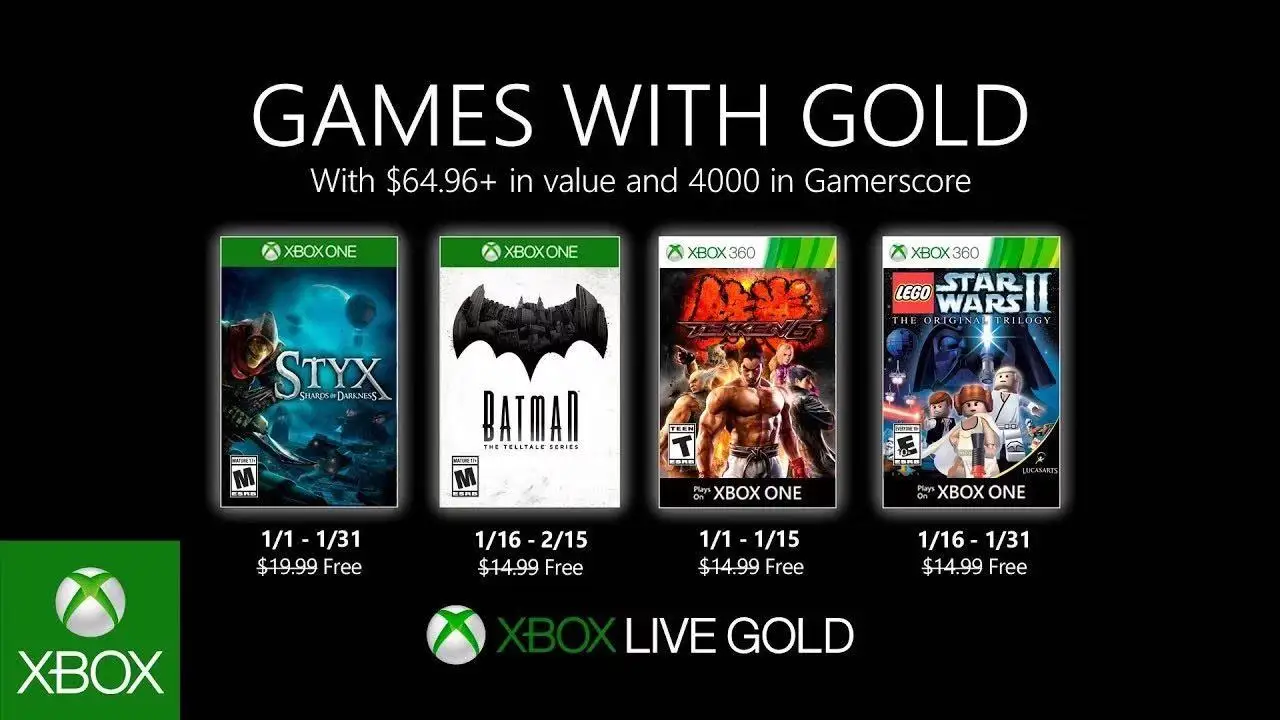 2020年首批Xbox金会员会免游戏更新，《冥河：黑暗碎片》、《蝙蝠侠：The Telltale Series》等共四款游戏