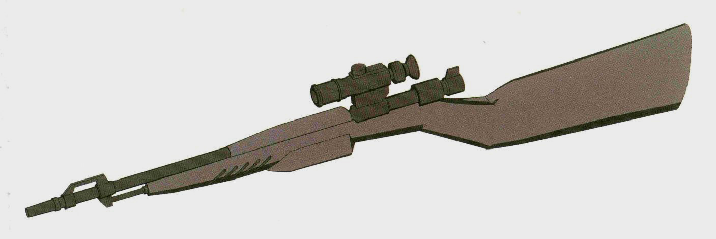 Franz EF-KAR98K 75mm狙击步枪。采用MS武器少见的纯机械式结构。发射55.6MM弹丸。地面有效射程达到7500米，对MS级目标命中率极高。