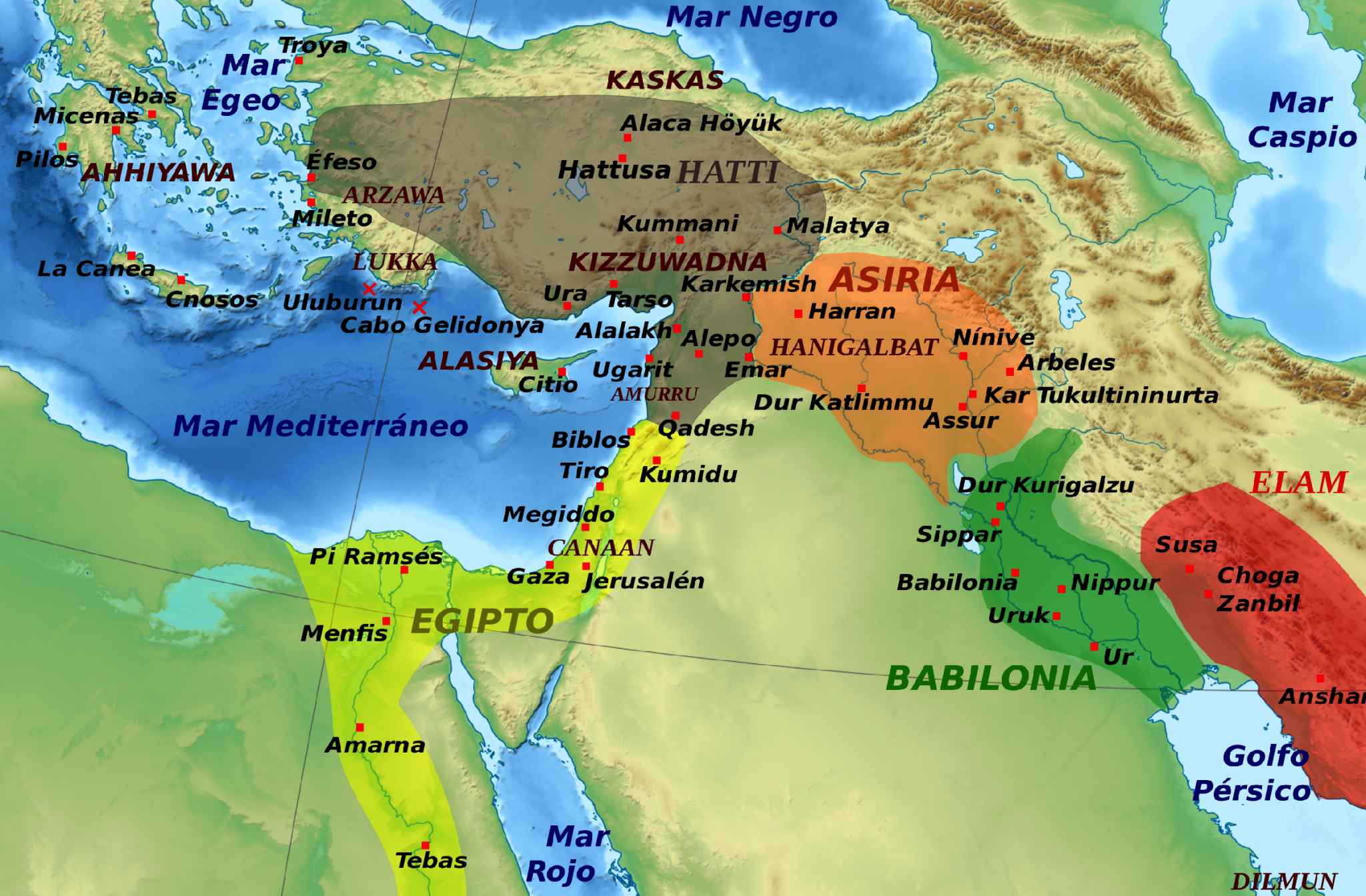 公元前1274年的埃及，哈提，亞述，巴比倫和埃蘭