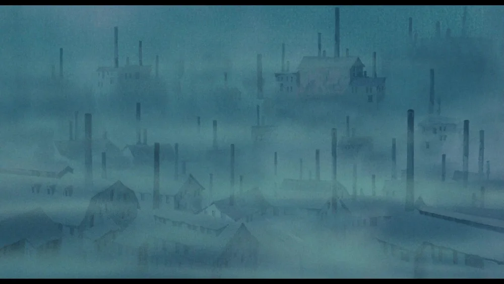 这是《天空之城》序幕过后男主角小镇的浓雾清晨