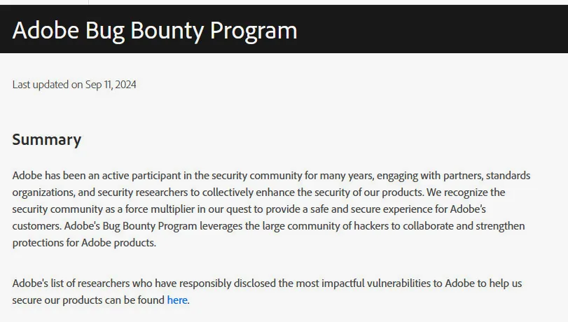 Adobe Bug Bounty Program