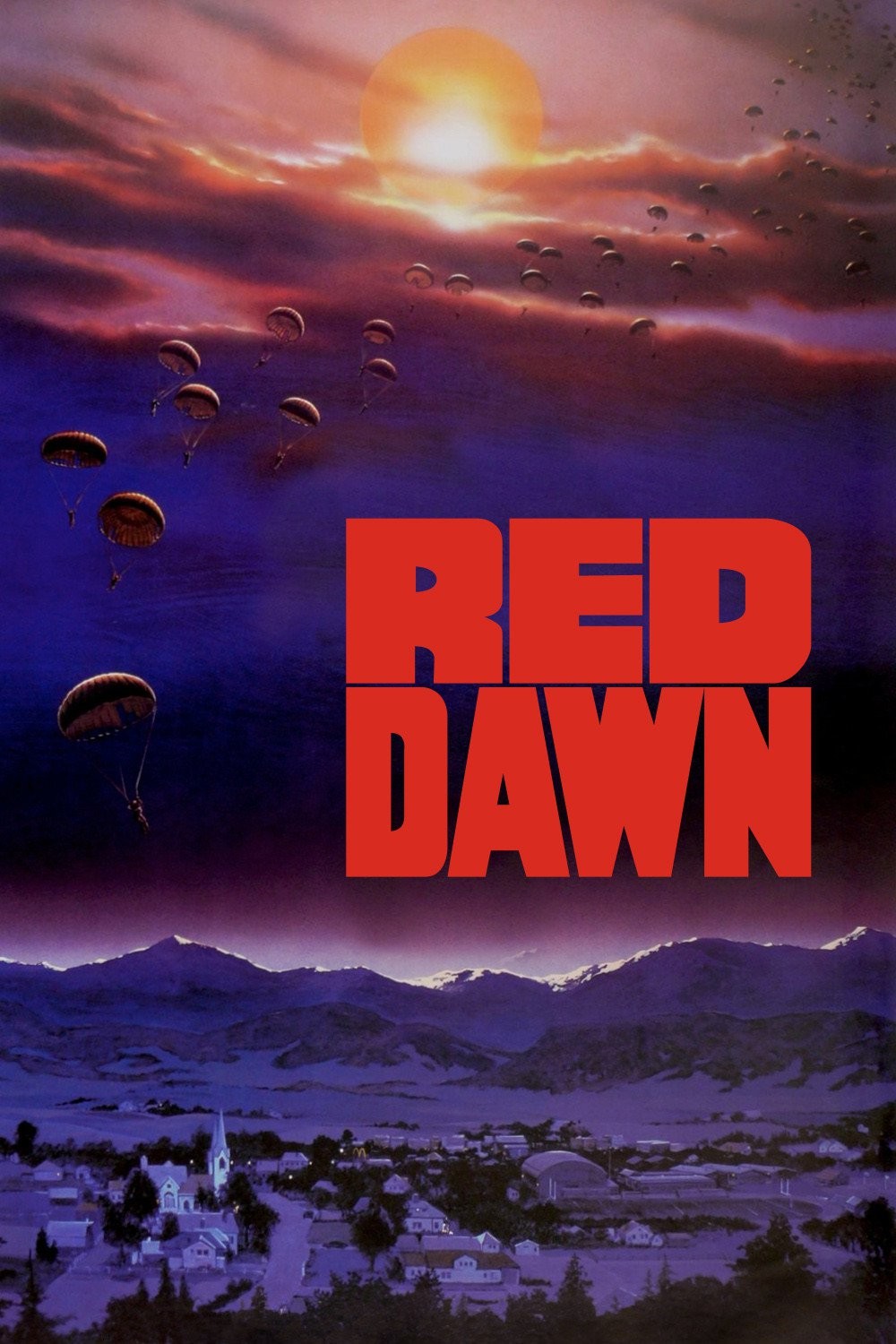 《赤色黎明》1984版的海报，2012年还翻拍了锤哥版