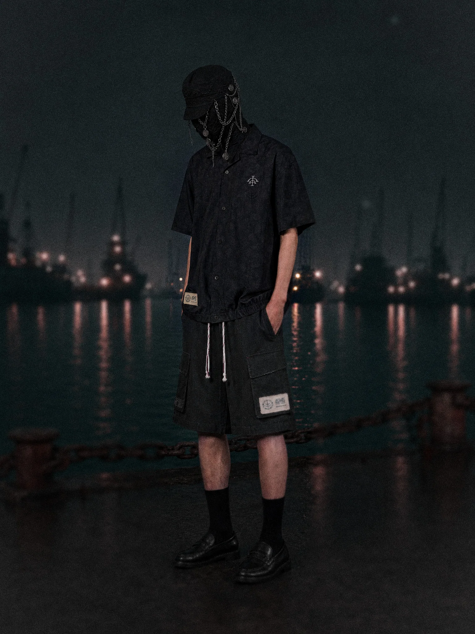 「ANSWER THE TIDE」波纹做旧短袖衬衫