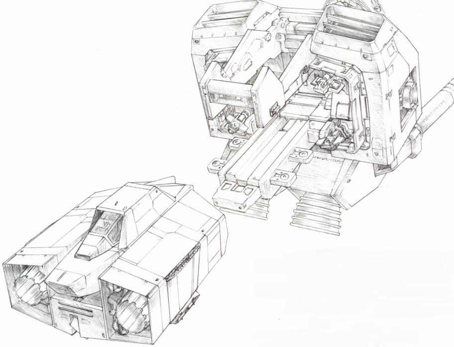 相比之下，之前RX-78采用的核心战机系统以垂直安装形式与RX-78的其他组件组合。除了核心战机本身变形结构较为复杂外，埋入MS结构内部的核心战机推进器在与MS组合后会成为无用的死重。而且核心战机模块会占据机体整个腹部结构，相当程度影响机体躯干部位运动性能与结构强度的进一步提升。