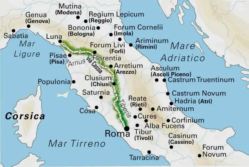 cassia大道示意图，中间的fiorentia就是佛罗前身