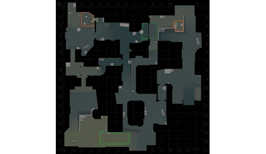 圖4.11：CS系列的地圖“Dust II”，玩家視野總是被限制在有限範圍內（圖片來自Fandom Counter-Strike Wiki）