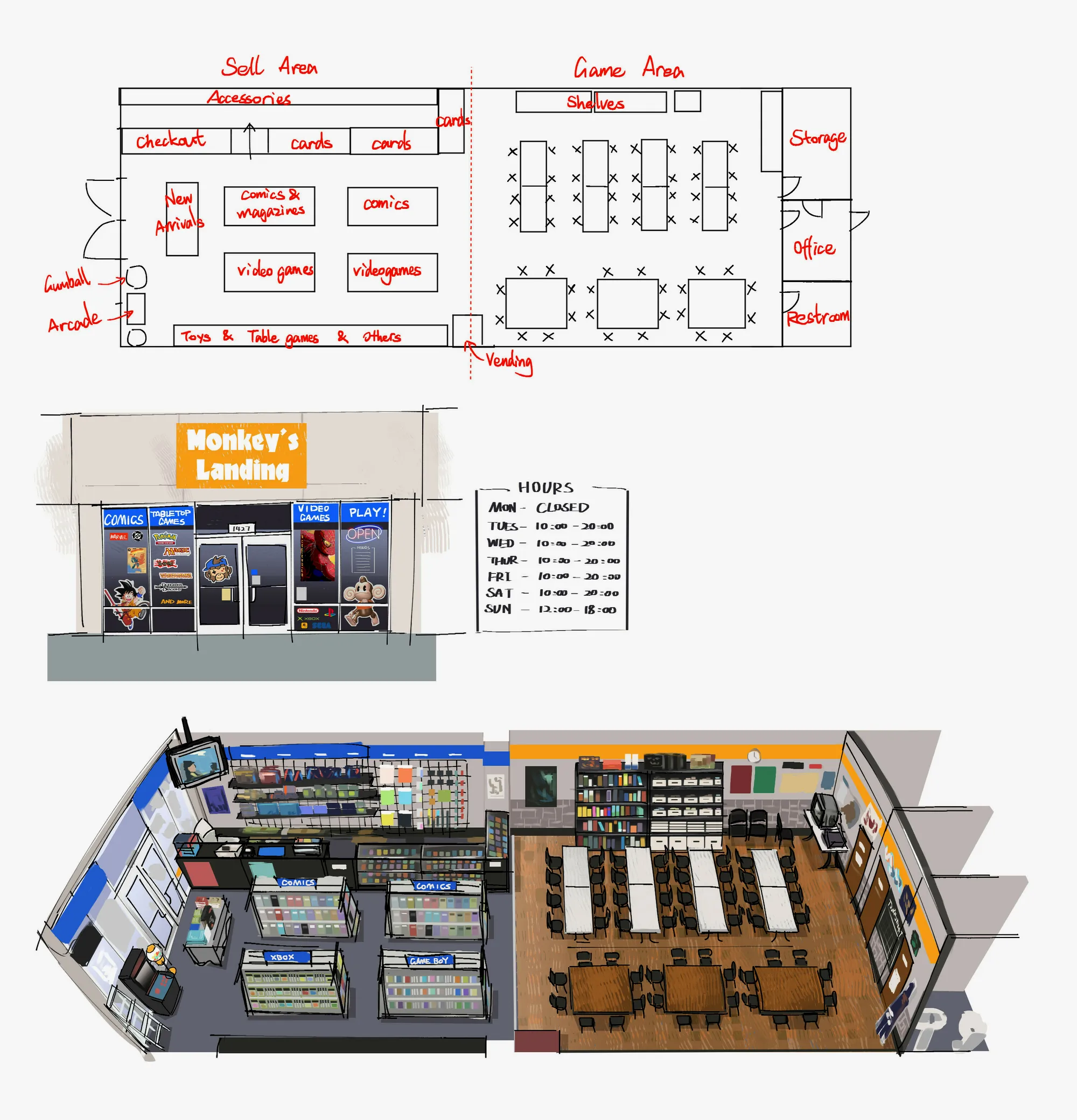 补充设计游戏店场景