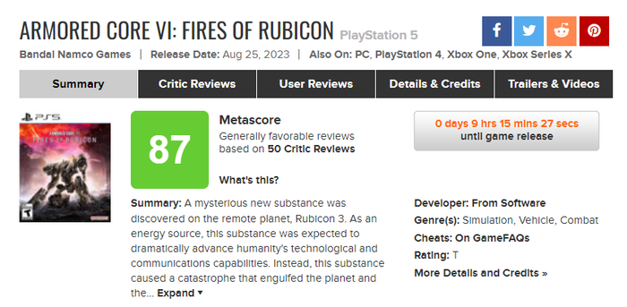 《装甲核心6:境界天火》媒体评分汇总 《装甲核心6:境界天火》媒体评分汇总