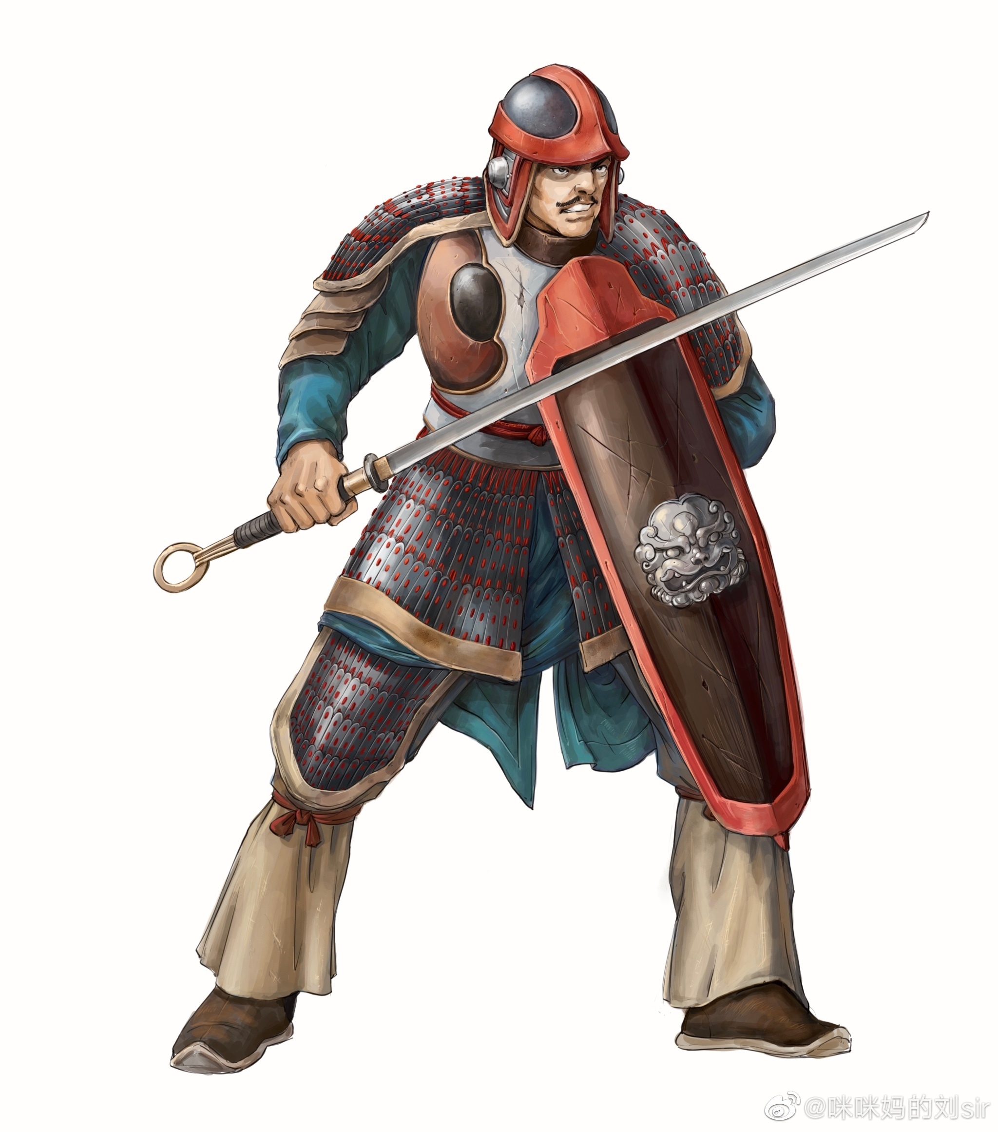 南北朝时期的甲胄以成熟的两当披裹结构为主，防护性能和面积较秦汉时期有明显提升。（图源：咪咪妈的刘Sir）