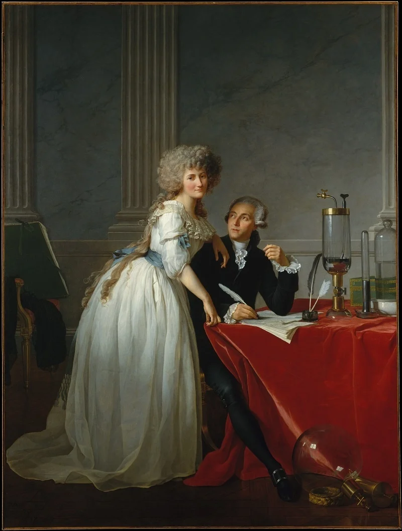 Portrait of  Antoine Laurent Lavoisier (1743–1794) and His Wife (Marie Anne Pierrette Paulze, 1758–1836) by      Jacques Louis David, 1788 我最喜欢的油画(*´▽`*)