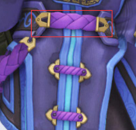 在官服的基礎上加入紫色繩帶，更為其注入了神秘感。