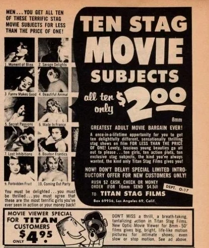 上世纪70年代的美国“单身电影”，一部大概十几分钟左右，价格低廉，很受人们欢迎。