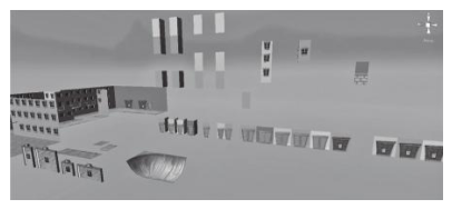 圖2.35：為了為遊戲《SWARM！》創建一系列城市關卡，我們在 3D 程序中創建了瓦片，並將其導入到引擎中，這樣就可以創建許多關卡設計。
