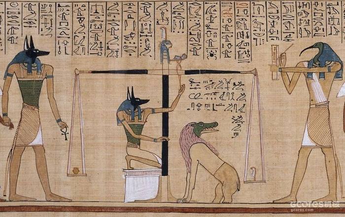 ▲图:胡内费尔纸莎草纸中的灵魂审判。诸神的抄写员、长着朱鹭头的透特记录着称心的结果。约公元前1275年,第十九王朝。