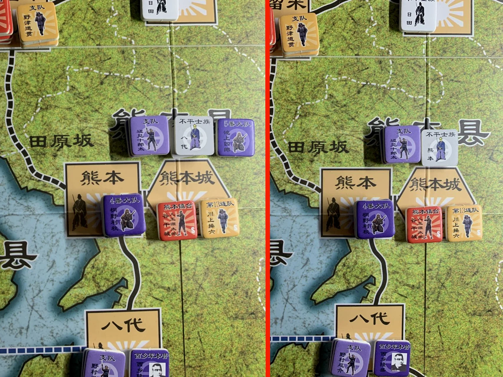 守方开火前（左）与开火后（右）对比