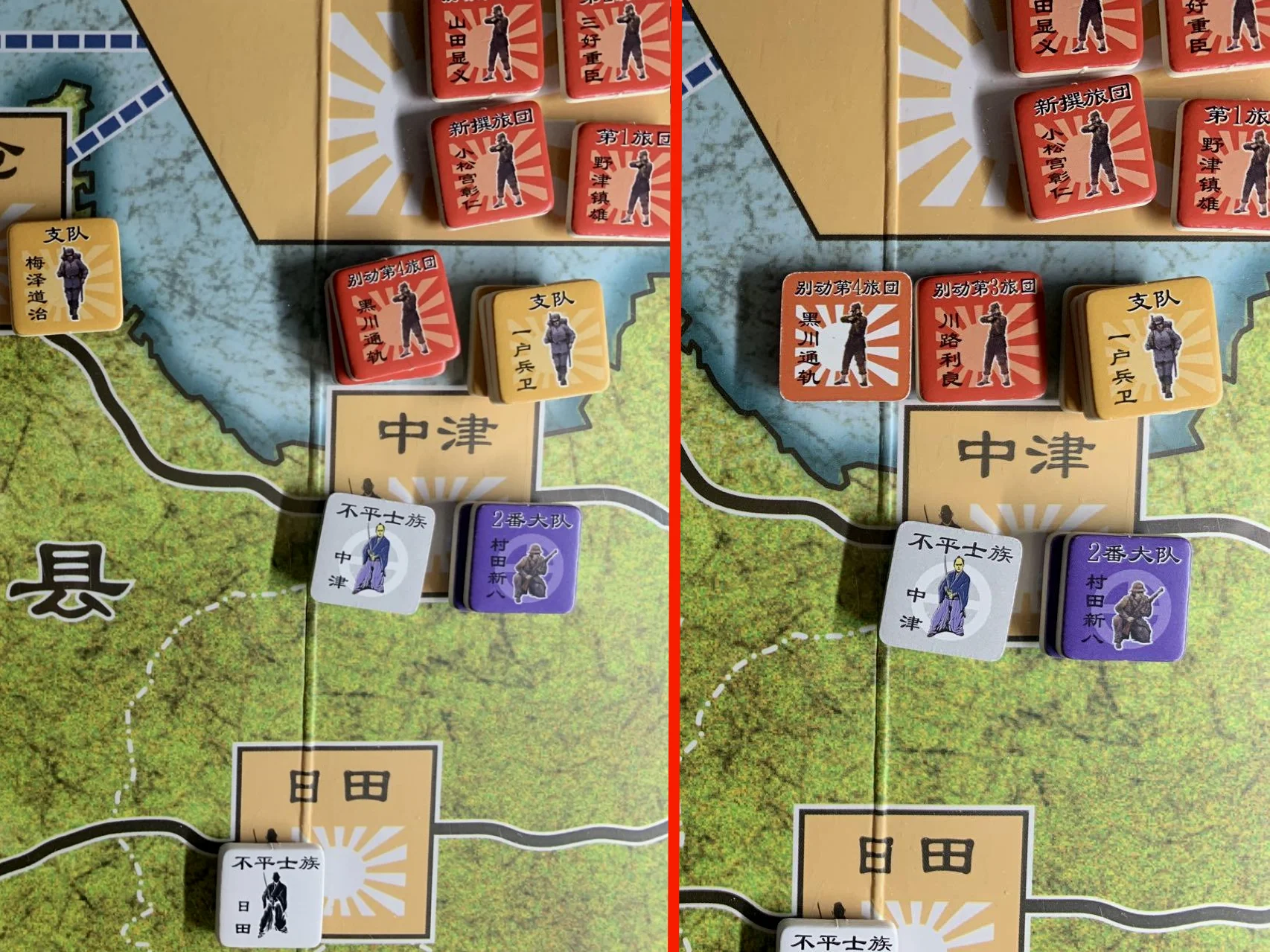 守方开火前（左）与开火后（右）对比