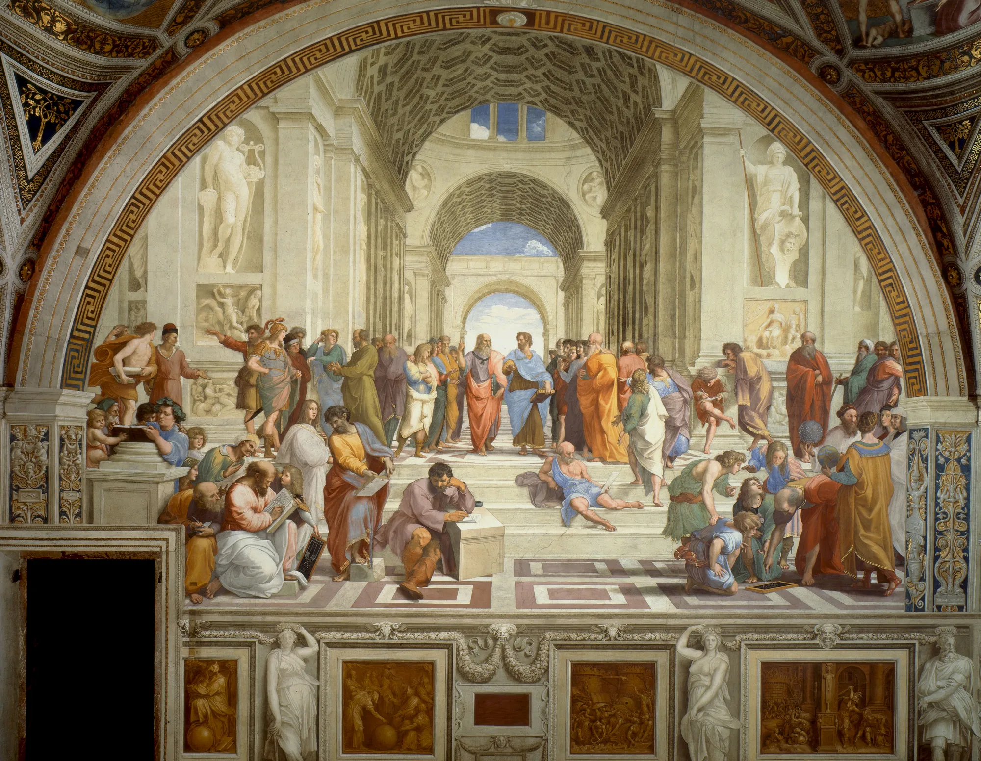 拉斐尔绘制的《雅典学院》，是反映文艺复兴精神的代表作