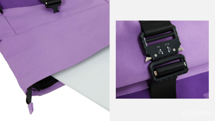 包身采用防水拉链；翻盖处使用高品质锌合金调节卡扣，安全可靠