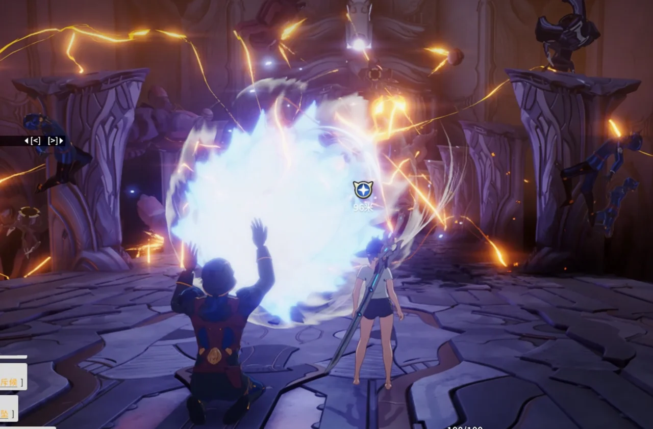 一个士兵直面光束的袭来，充满了绝望