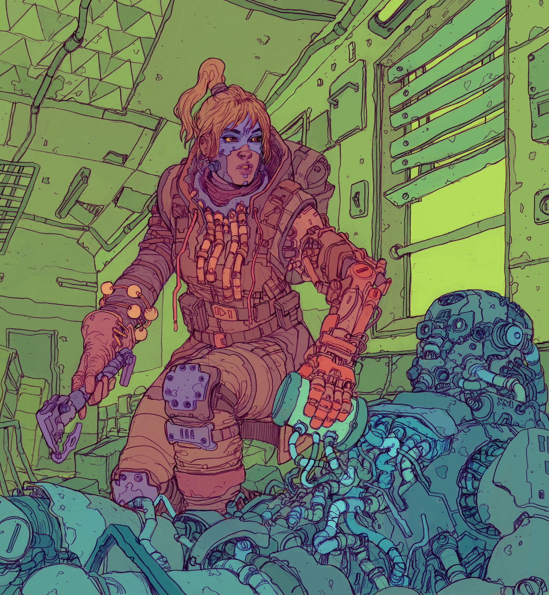 我们曾经推荐过的这位艺术家为《赛博朋克2077》绘制了封面插画